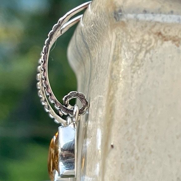 Stunning Golden Yellow Natural Citrine 925 Sterling Silver Drop Earrings - Picture 9 of 11